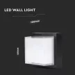 V-TAC LED 12W Fali világítás négyzet forma - fekete - 3000K - IP65 - 218543