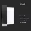 V-TAC LED 12W Fali világítás négyzet forma - fekete - 4000K - IP65 - 218544