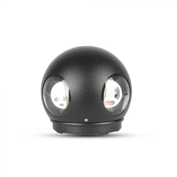   V-TAC 4W led fali lámpatest gömb, fekete 3000K - IP65 - 218553