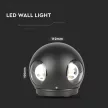 V-TAC 4W led fali lámpatest gömb, fekete 4000K - IP65 - 218554