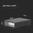 V-TAC 4W LED Fali lámpa fekete színű 6400K - IP65 - 218563
