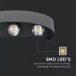 V-TAC 8W LED Fali lámpa IP54 fekete 3000K - 218619