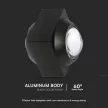 V-TAC LED 2W Fali lámpatest, Fekete - 4000K - IP54 - 23030