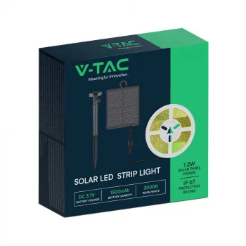   V-TAC Szolár napelemes LED szalag szett 1.2W IP67 3000K - 23044
