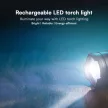 V-TAC 10W LED zseblámpa, tölthető fekete házas IP54  - 23338