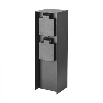 V-TAC 2-es acél kerti elosztó IP44, fekete - 23402