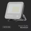 V-TAC LED reflektor 50W 4000K Fekete házas, Szürke matt üveggel, 1 m hosszú vezetékkel (SAMSUNG CHIP) -23688