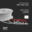 V-TAC LED szalag SMD2025 286LED/M 12.5W/M 220V IP65 3000K 50M/Tekercs - 23721
