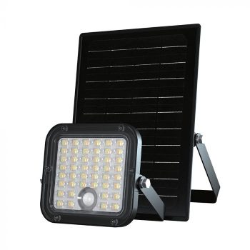   V-TAC 10W LED napelemes (SOLAR), mozgásérzékelős reflektor távirányítóval 120° 4000K-6000K - Fekete házas  - 23756