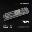 V-TAC LED Fémházas szerelhető SLIM tápegység 75W 3.1A 24V IP20 - 24237