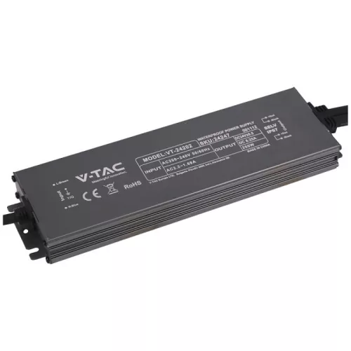 V-TAC LED Fémházas szerelhető vízálló tápegység 200W 8.25A 24V IP67 - 24247
