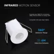 V-TAC beépíthető infravörös mozgásérzékelő 360° - fehér - 24355