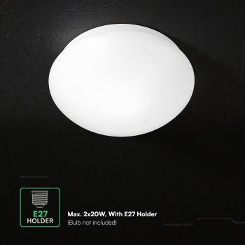   V-TAC MENNYEZETI LÁMPA E27 Foglalattal, MIKROHULLÁMÚ MOZGÁSÉRZÉKELŐVEL IP44 - 24359