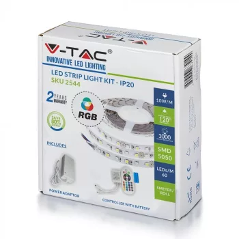 V-TAC Led szalag szett 5050 60led/m 12V IP20 RGB - 2544