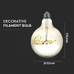 V-TAC Füstözött LED izzó filament COG  E27 G125 5W 2200K nagygömb - 2700