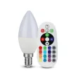 V-TAC LED izzó  infra távirányítóval E14 C37 3.5W 200° RGB + 6400K gyertya - 2771