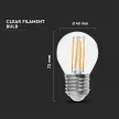 V-TAC Átlátszó LED izzó filament COG  E27 G45 6W 130lm/w 6400K kisgömb - 2853