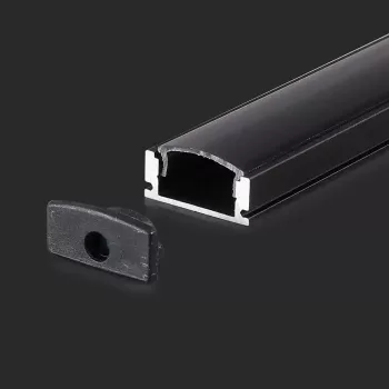   V-TAC Alumínium profil (Fekete) - Falon kívüli - Fekete fedlappal - 2000 x 17.4 x 7 mm - 2873