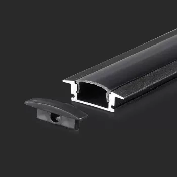   V-TAC Alumínium profil (Fekete) - Süllyeszthető - Fekete fedlappal - 2000 x 24.7 x 7 mm - 2875