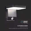 V-TAC 17W LED kültéri lámpa mozgásérzékelővel IP65 fekete színű 3000K - 2948