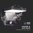 V-TAC 17W LED kültéri lámpa mozgásérzékelővel IP65 fekete színű 3000K - 2948