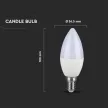 V-TAC LED izzó  E14 C37 2,9W 180° 6400K gyertya - 2986