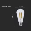 V-TAC Átlátszó LED izzó filament COG E27 210Lm/W ST64 4W 3000K - 2996