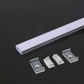   V-TAC Alumínium profil - Falon kívüli - Tejfehér fedlappal - 2000 x 23.5 x 10 mm - 3352