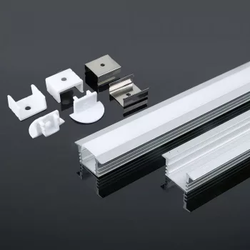   V-TAC Alumínium profil - Süllyeszthető - Tejfehér fedlappal - 2000 x 24.5 x 12.2 mm - 3357