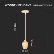 V-TAC  E27 Fa függeszték - fehér huzal - 3720