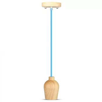 V-TAC E27 fa függeszték - kék huzal - 3722