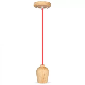 V-TAC E27 fa függeszték - piros huzal - 3723
