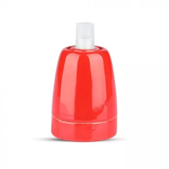 V-TAC E27 porcelán foglalat - piros - 3799