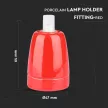 V-TAC E27 porcelán foglalat - piros - 3799