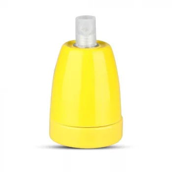 V-TAC E27 porcelán foglalat - sárga - 3801
