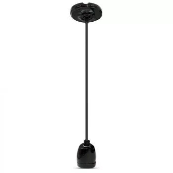 V-TAC E27 porcelán függeszték - fekete - 3804