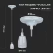 V-TAC E27 porcelán függeszték - szürke - 3808
