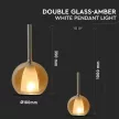 V-TAC FÜGGESZTÉK MODERN FORMA DUPLA ÜVEG BOROSTYÁN Ф180mm - 3878