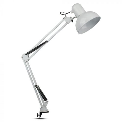 V-TAC Asztali lámpa E27 foglalattal, állítható, rögzíthető fehér - 40371