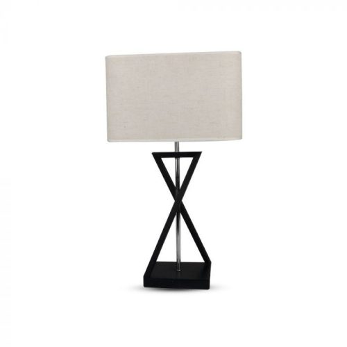 V-TAC Asztali lámpa E27 elefántcsont árnyalatú négyzet alakú búra fekete alappal - 40381