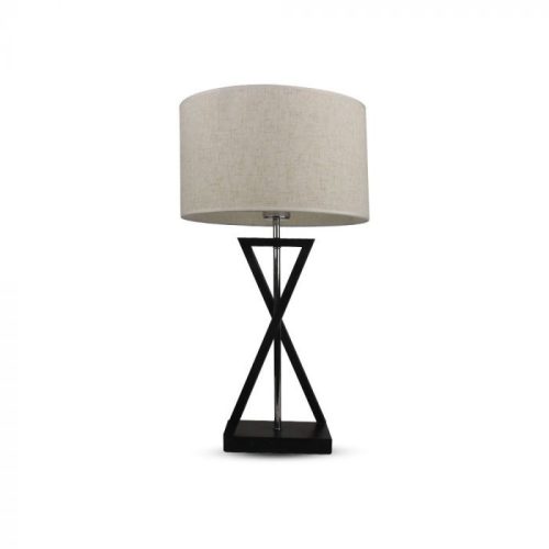 V-TAC Asztali lámpa E27 elefántcsont árnyalatú kerek alakú búra fekete alappal - 40391