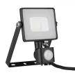 V-TAC 10W Mozgásérzékelős LED reflektor 100° 3000K fekete házas (Samsung Chip) - 436