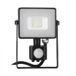 V-TAC 10W Mozgásérzékelős LED reflektor 100° 3000K fekete házas (Samsung Chip) - 436