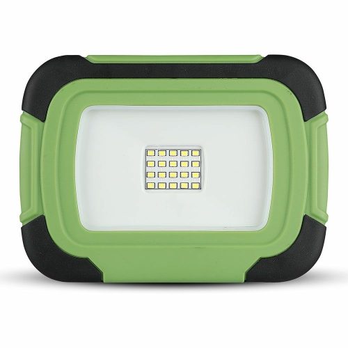 V-TAC 10W LED tölthető, hordozható reflektor 100° 6400K zöld, fekete házas (Samsung Chip) - 503