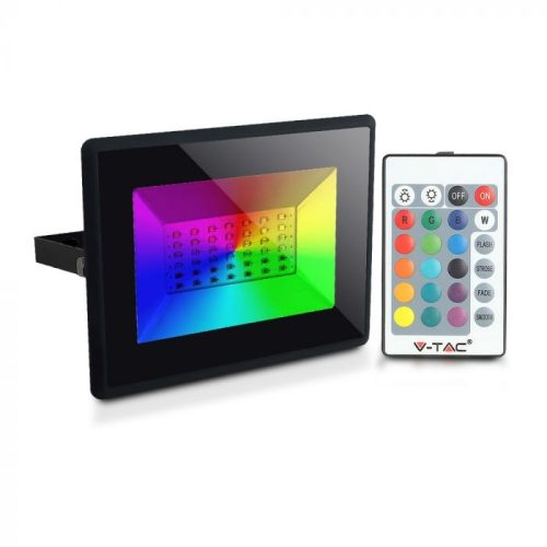 V-TAC 50W LED RGB reflektor infra távirányítóval 110° fekete házas - 5996