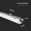 V-TAC LED lámpatest, fénycső armatúra 60 cm IP65 (1x10W LED 6400K 60cm csővel) - 6464