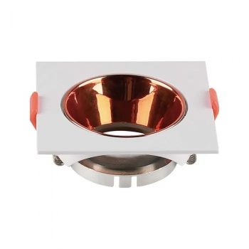   V-TAC Led GU10 Spot Keret négyzet beépíthető - fehér + rose gold - 6655