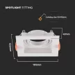 V-TAC Led GU10 Spot Keret négyzet beépíthető - fehér - 6656
