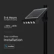 V-TAC 8W LED napelemes (SOLAR) fali lámpa 120° 3000K fekete házas  - 6844