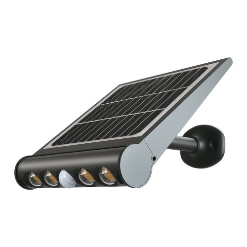 V-TAC 8W LED napelemes (SOLAR) mozgásérzékelős fali lámpa 120° 4000K fekete házas  - 6849